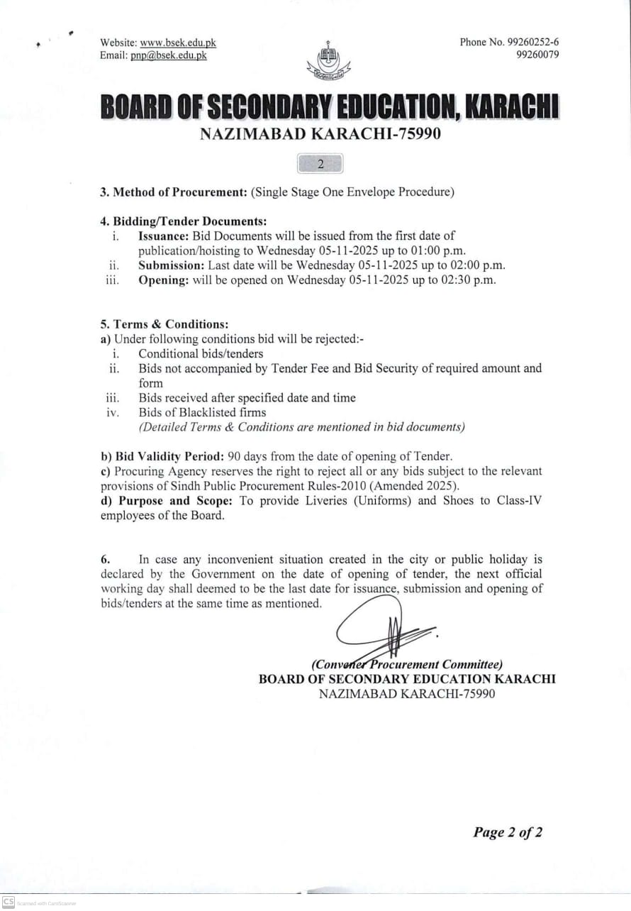 Procurement of Liveries (Uniforms) and Shoes for the Year 2025 (Page 2)